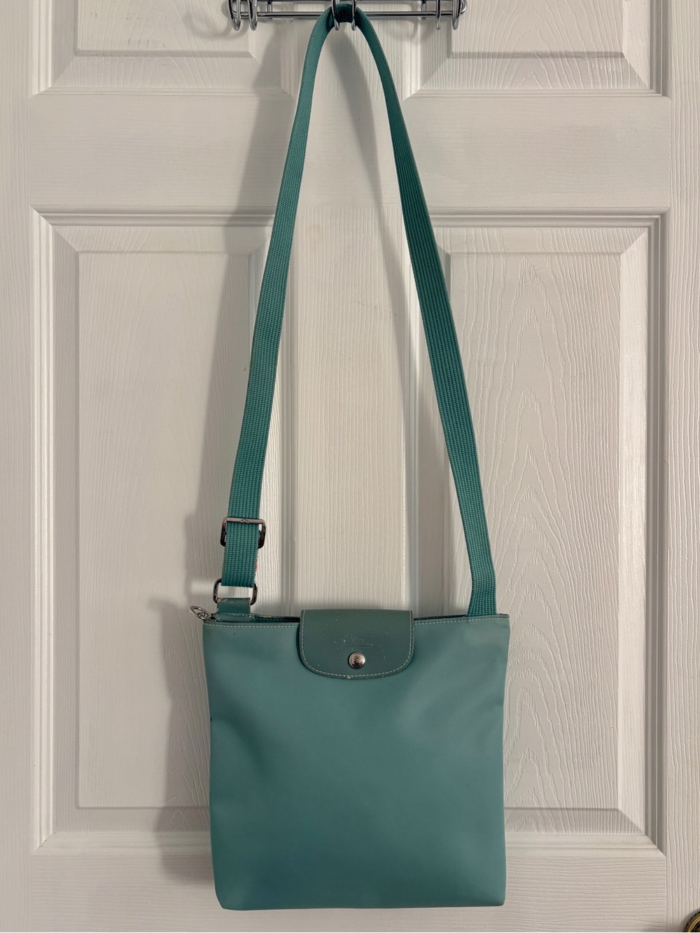 LONGCHAMP Mint Green le Pliage Crossbody Shoulder Bag Monochromatic Paris